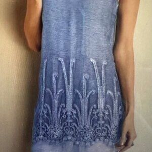Soft Surroundings Artsy Blue Embellished Tunic - Silk and Lined
